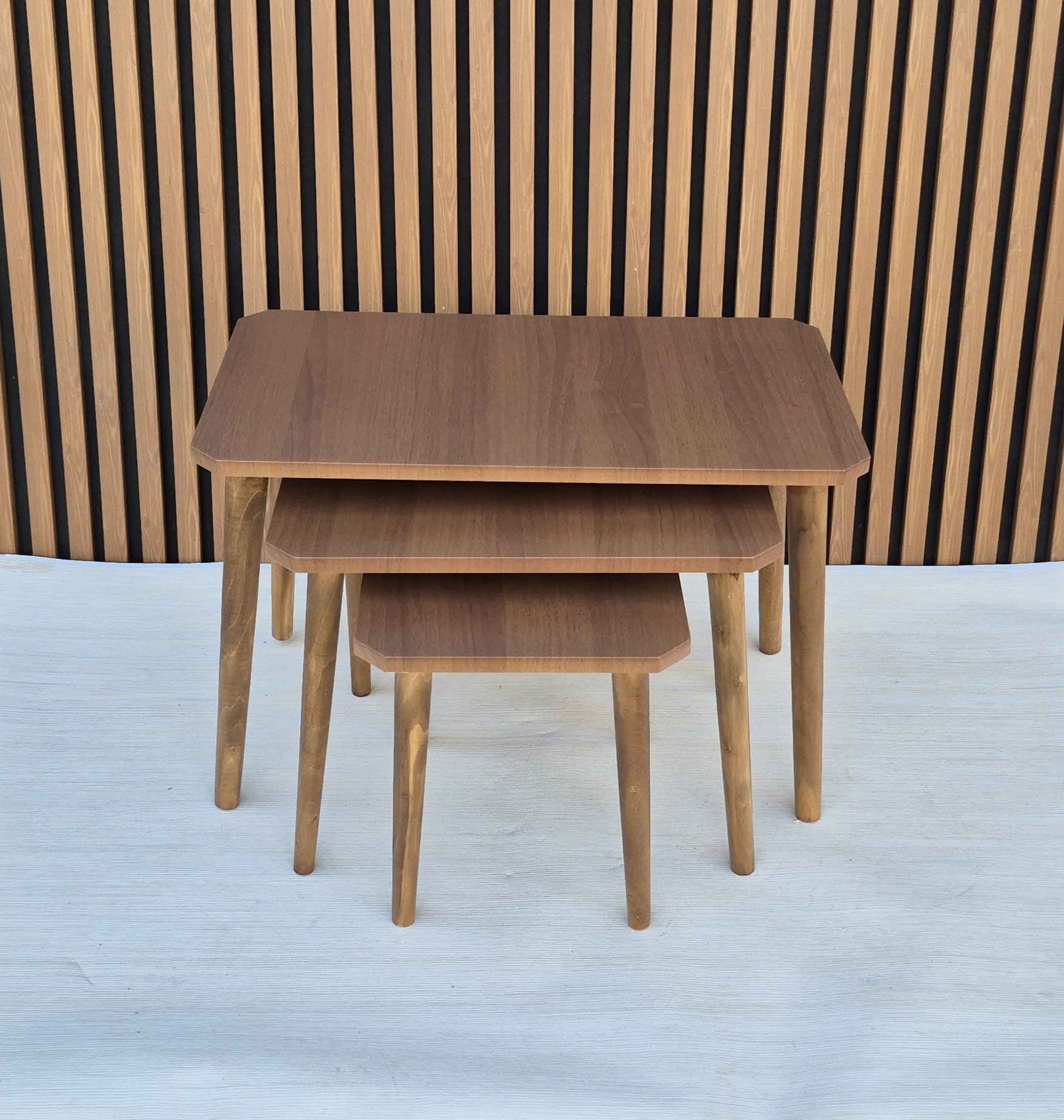 میز عسلی مستطیل 3 تایی قهوه ای